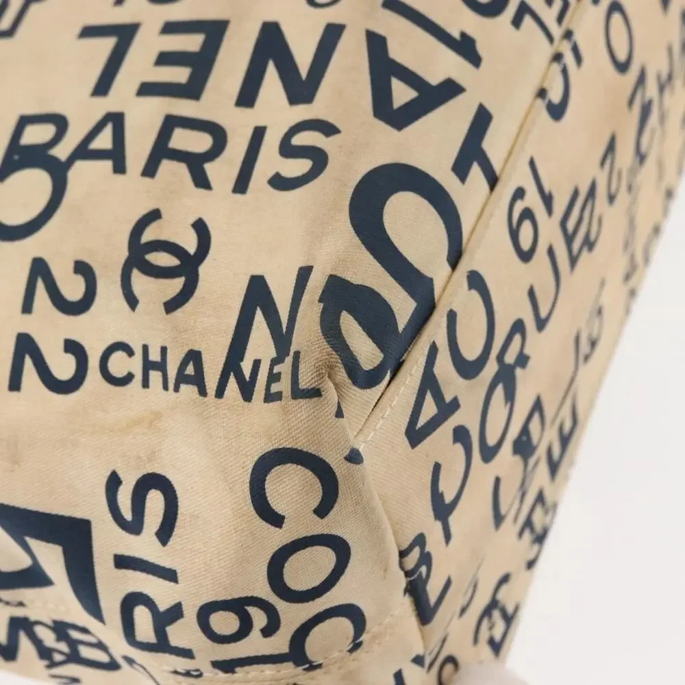 Chanel Canvas Bysy Line Tote Bag White